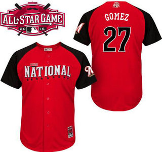 National League Milwaukee Brewers #27 Carlos Gomez Red 2015 All-Star BP Jersey