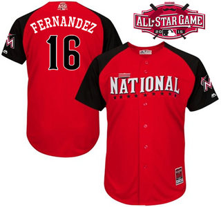National League Miami Marlins #16 Jose Fernandez Red 2015 All-Star BP Jersey