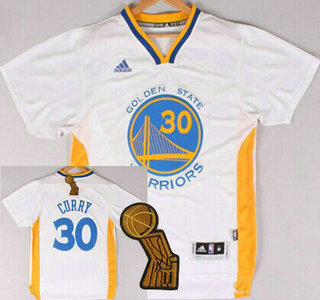 Golden State Warriors #30 Stephen Curry Revolution 30 Swingman 2014 New White Short-Sleeved Jersey With 2015 Finals Champions Patch