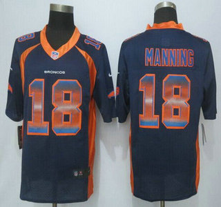 Denver Broncos #18 Peyton Manning Navy Blue Strobe 2015 NFL Nike Fashion Jersey