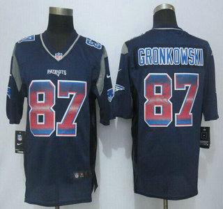 New England Patriots #87 Rob Gronkowski Navy Blue Strobe 2015 NFL Nike Fashion Jersey