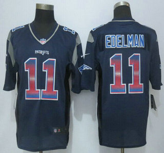 New England Patriots #11 Julian Edelman Navy Blue Strobe 2015 NFL Nike Fashion Jersey