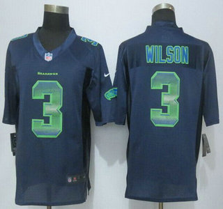 Seattle Seahawks #3 Russell Wilson Navy Blue Strobe 2015 NFL Nike Fashion Jersey