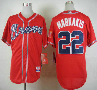 Atlanta Braves #22 Nick Markakis Alternate Red 2014 MLB Cool Base Jersey