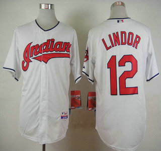 Cleveland Indians #12 Francisco Lindor Home White MLB Cool Base Jersey