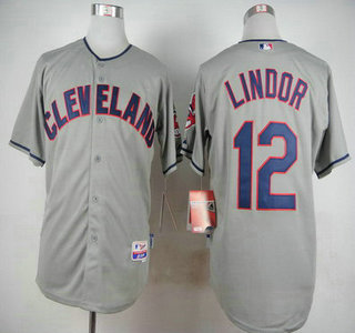 Cleveland Indians #12 Francisco Lindor Away Gray MLB Cool Base Jersey