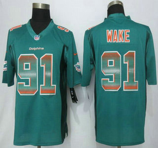Miami Dolphins #91 Cameron Wake Aqua Green Strobe 2015 NFL Nike Fashion Jersey