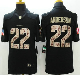 Denver Broncos #22 C. J. Anderson Nike Salute to Service Nike Black Limited Jersey