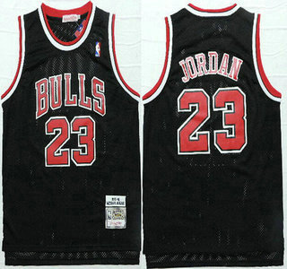Chicago Bulls #23 Michael Jordan 1997-98 Black Hardwood Classics Soul Swingman Throwback Jersey