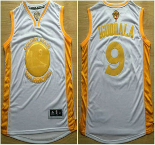 Golden State Warriors #9 Andre Iguodala 2015 NBA Final Game Gold Name White Jersey