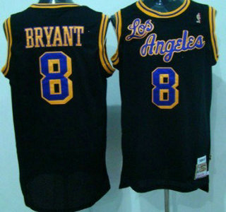 Los Angeles Lakers #8 Kobe Bryant 1996-97 Black Hardwood Classics Soul Swingman Throwback Jersey
