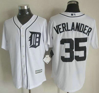 Detroit Tigers #35 Justin Verlander 2015 White With Navy Jersey