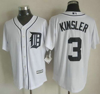 Detroit Tigers #3 Ian Kinsler 2015 White With Navy Jersey