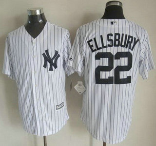New York Yankees #22 Jacoby Ellsbury 2015 White With Navy Pinstripe Jersey