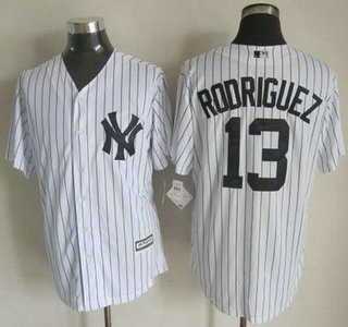 New York Yankees #13 Alex Rodriguez 2015 White With Navy Pinstripe Jersey