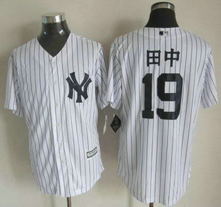 New York Yankees #19 Masahiro Tanaka 田中 2015 White With Navy Pinstripe Jersey