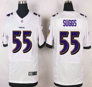 Baltimore Ravens #55 Terrell Suggs White Road NFL Nike Elite Jersey