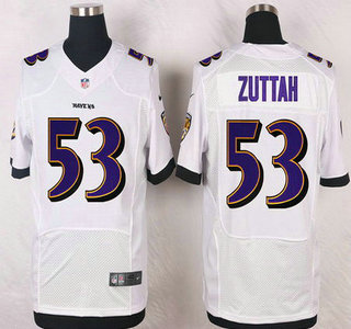 Baltimore Ravens #53 Jeremy Zuttah White Road NFL Nike Elite Jersey