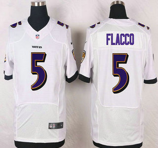 Baltimore Ravens #5 Joe Flacco White Road NFL Nike Elite Jersey