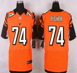 Cincinnati Bengals #74 Jake Fisher Orange Alternate NFL Nike Elite Jersey