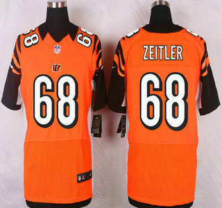 Cincinnati Bengals #68 Kevin Zeitler Orange Alternate NFL Nike Elite Jersey