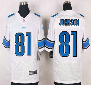 Detroit Lions #81 Calvin Johnson White Road NFL Nike Elite Jersey