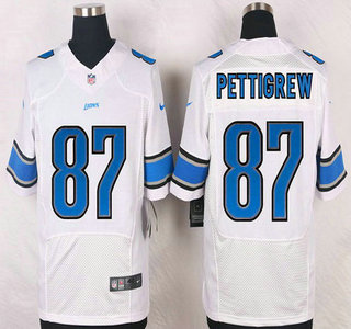 Detroit Lions #87 Brandon Pettigrew White Road NFL Nike Elite Jersey
