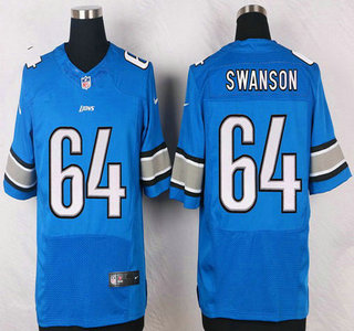 Detroit Lions #64 Travis Swanson Light Blue Team Color NFL Nike Elite Jersey