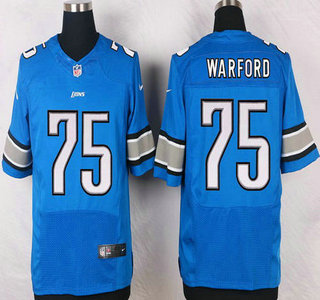 Detroit Lions #75 Larry Warford Light Blue Team Color NFL Nike Elite Jersey