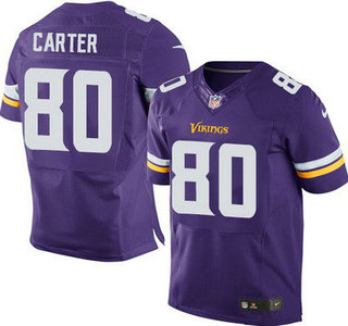 Minnesota Vikings #80 Cris Carter Purple Team Color NFL Nike Elite Jersey