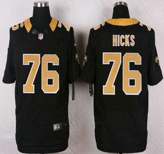 New Orleans Saints #76 Akiem Hicks Black Team Color NFL Nike Elite Jersey