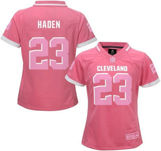 Women's Cleveland Browns #23 Joe Haden Pink Bubble Gum 2015 NFL Jersey