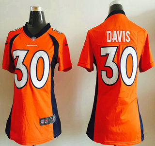 Women's Denver Broncos #30 Terrell Davis Orange Retired Player NFL Nike Game Jersey