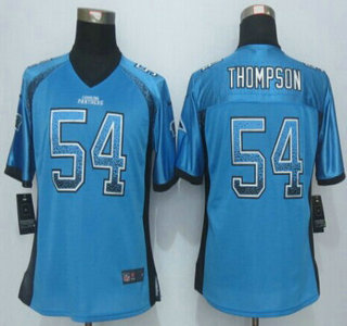 Nike Carolina Panthers #54 Shaq Thompson Drift Fashion Blue Womens Jersey