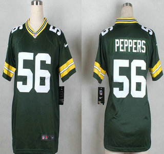 Women's Green Bay Packers #56 Julius Peppers Nike Green Game Jersey