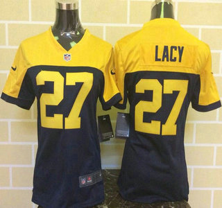 Women's Green Bay Packers #27 Eddie Lacy Navy Blue With Gold NFL Nike Game Jersey