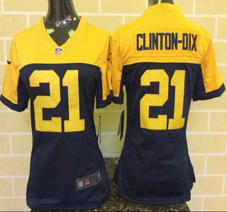 Women's Green Bay Packers #21 Ha Ha Clinton-Dix Navy Blue With Gold Alternate NFL Nike Game Jersey
