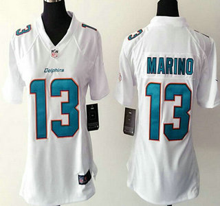 Women's Miami Dolphins #13 Dan Marino White Road NFL Nike Game Jersey