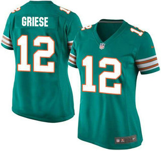 Women's Miami Dolphins #12 Bob Griese Aqua Green Alternate 2015 NFL Nike Game Jersey