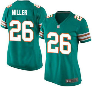 Women's Miami Dolphins #26 Lamar Miller Aqua Green Alternate 2015 NFL Nike Game Jersey