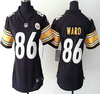 Women's Pittsburgh Steelers #86 Hines Ward Black Retired Player NFL Nike Game Jersey