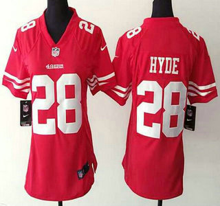 Women's San Francisco 49ers #28 Carlos Hyde Nike Red Game Jersey