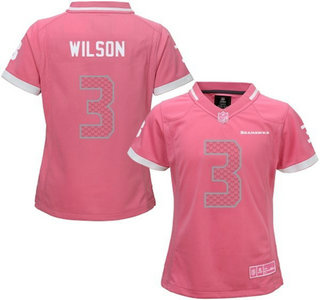 Women's Seattle Seahawks #3 Russell Wilson Pink Bubble Gum 2015 NFL Jersey