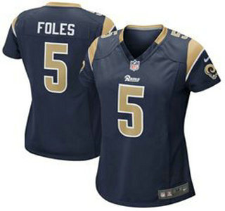 Women's Nike St. Louis Rams #5 Nick Foles Navy Blue Team Color NFL Nike Game Jersey