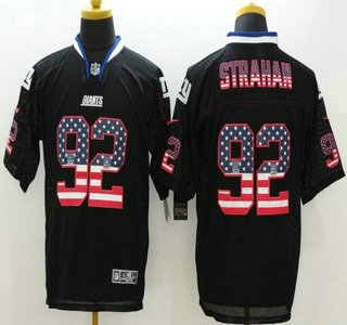 Men's New York Giants #92 Michael Strahan Nike 2015 USA Flag Fashion Black Elite Jersey