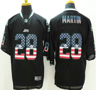 Men's New York Jets #28 Curtis Martin Nike 2015 USA Flag Fashion Black Elite Jersey
