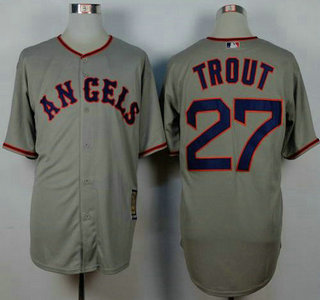 Men's LA Angels of Anaheim #27 Mike Trout Grey 1965 Turn Back The Clock Jersey
