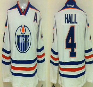 Men's Edmonton Oilers #4 Taylor Hall Reebok White Away Premier Jersey