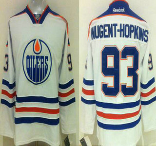 Men's Edmonton Oilers #93 Ryan Nugent-Hopkins Reebok White Away Premier Jersey