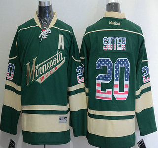 Men's Minnesota Wild #20 Ryan Suter Reebok Green Alternate NHL USA Flag Fashion Jersey